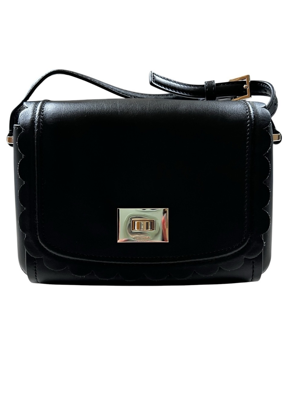 VGC Kate Spade Black Leather Maple Court Zani Lock Scalloped Purse Crossbody